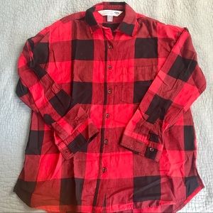 Old Navy Red Plaid Boyfriend Shirt - M petite